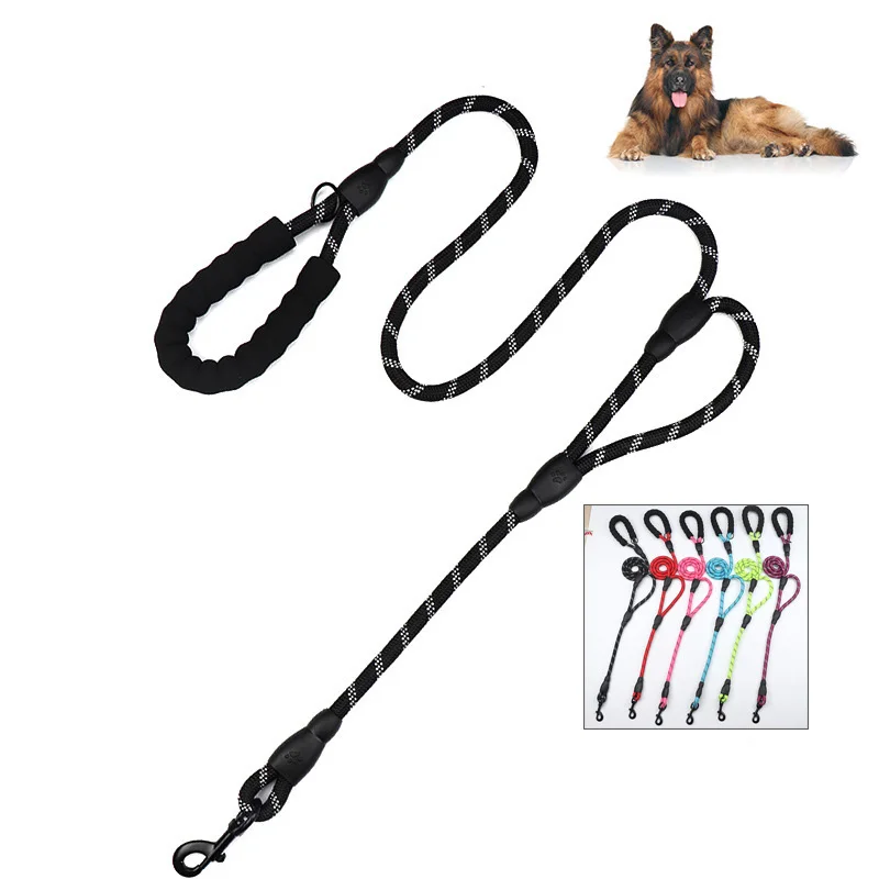 

PET Dog Leash Traffic Padded Two Handle Heavy Duty Reflective Double Handles Lead for Control Safety Training Leashes PL059