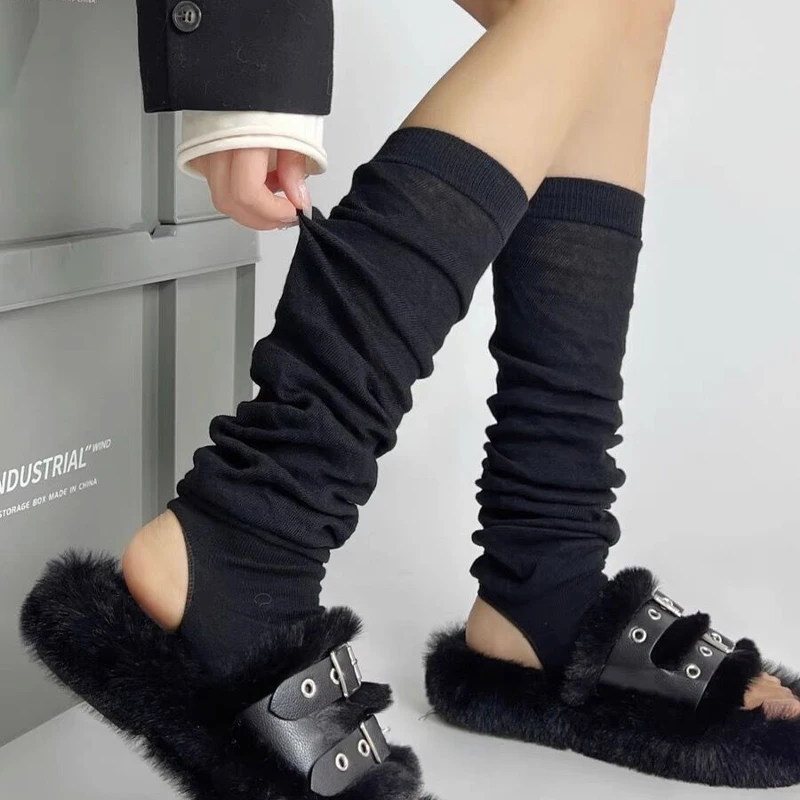 

Женские гетры, белые, черные вязаные длинные носки в стиле "Лолита", осенне-зимнее покрытие для ног, бриллиантовые носки, манжеты для сапог, чулки