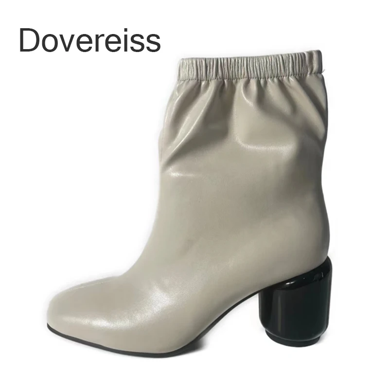 

2022 Winter Fashion Goth Genuine Leather Square To Short Back Zipper Ankle Platform Green Ankle Boots New Big Size 40