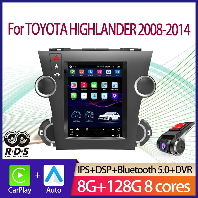 

Android Car GPS Navigation Tesla Style For TOYOTA HIGHLANDER 2008-2014 Auto Radio Stereo Multimedia Player With BT WiFi Mirror