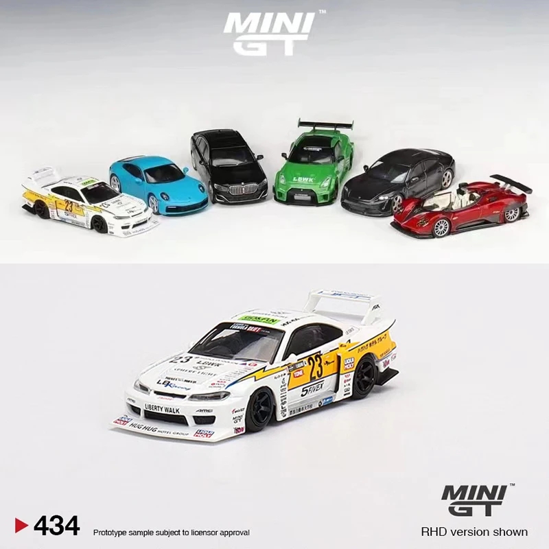 

Мини GT 1:64 модель автомобиля S15 SILVIA 2021 фунта-супер силуэт формула Дрифт японский сплав автомобиль #434 RHD