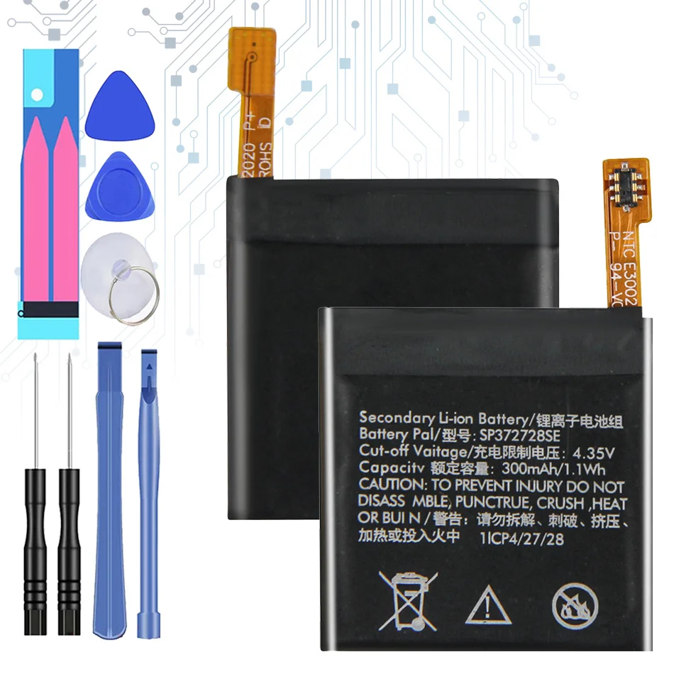 

SP372728SE 372726 300mAh Battery For Ticwatch 1 Ticwatch1 46mm for Ticwatch 2 2nd Ticwatch2 WE11056 Watch