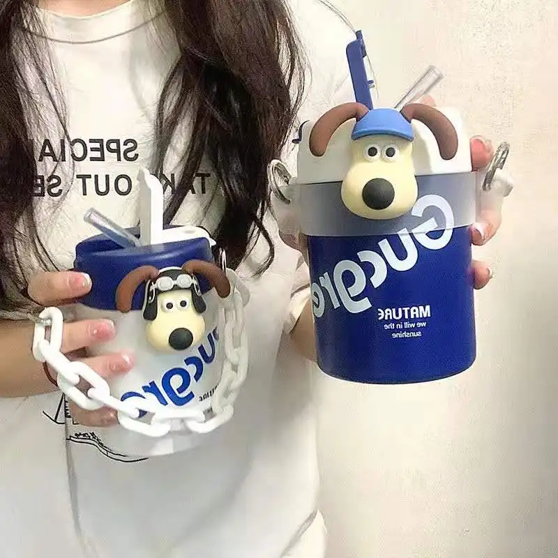 Cup Cute Dog Sticker Ins Vacuum Flasks Portable Breakfast Coffee Mug Primary School Water Mug