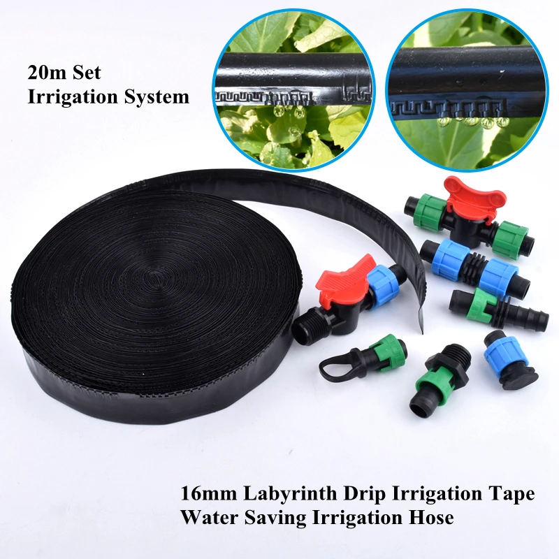 

20m/Set 16*0.2mm Labyrinth Drip Irrigation Hose Agricultural Irrigation System Farm Water Saving Irrigation Soaker Sprinklers