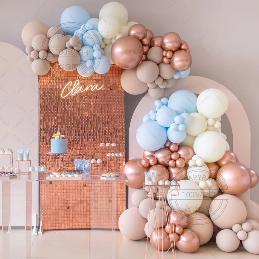 

123pcs Balloons Garland Arch Kit For Baby Shower Baptism Birthday Party Decors Holy Event Rose Gold Foil Curtain Air Globos
