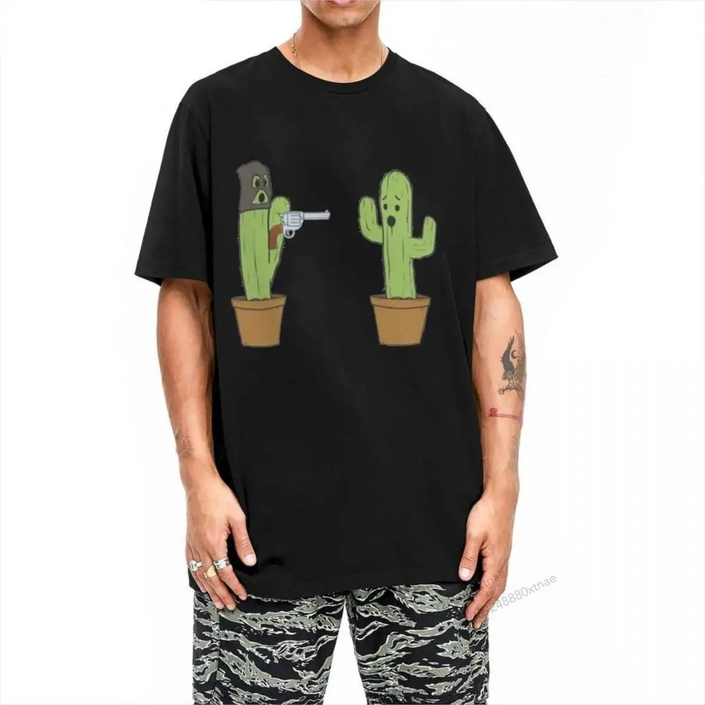 

Nature Sticky Catus Cartoon Plants T-Shirt for Men Awesome Cotton Tee Shirt Crewneck Short Sleeve T Shirts Big Size Clothes
