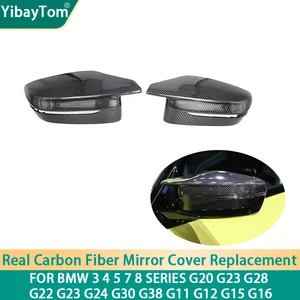 Real Carbon Fiber Rear View Mirror Cover Replacement For BMW 3 4 5 7 8 series G20 G23 G28 G22 G23 G24 G30 G38 G11 G12 G15 G16