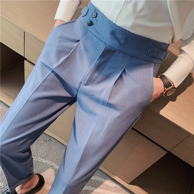 

Fashion Men Business Dress Pants Solid Color Office Social Wedding Streetwear Casual Suit Pants Slim Fit Trousers Costume Homme