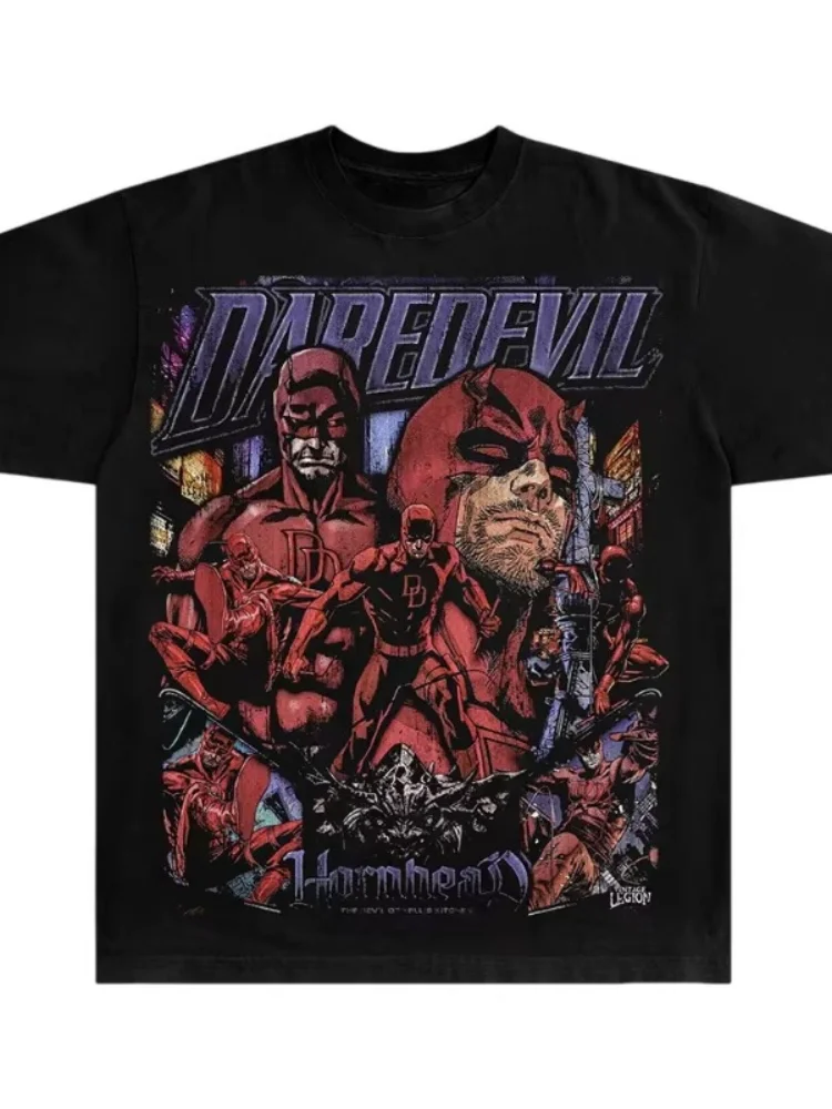 Новая хлопковая футболка оверсайз Daredevil Hornhead 2026 года в стиле ретро-панк Харадзюку, модный топ с круглым вырезом и коротким рукавом для мужчин и женщин (art.: 3920da3f7358a) - 3920da3f7358a