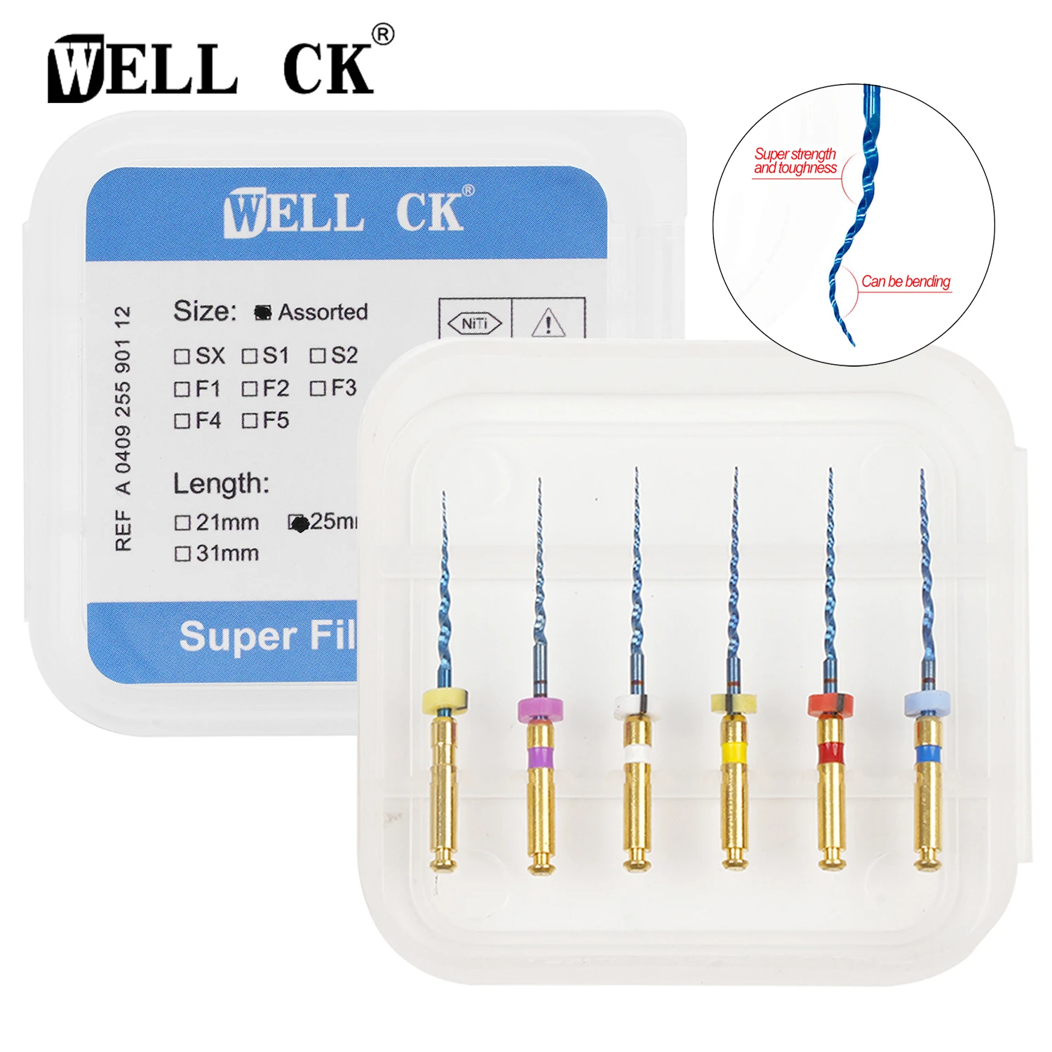 WELLCK 6 шт./кор. стоматологические термоактивированные корневые файлы SX-F3 25 мм