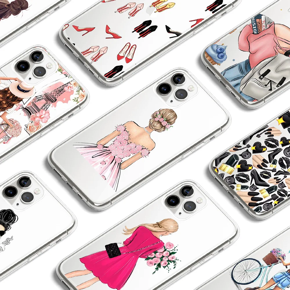 

Clear phone Case For iphone 13 12 11 Pro Max Xs XR X 7 8 Plus 12mini SE 2020 Cute Gradient Coque Capa Fundas