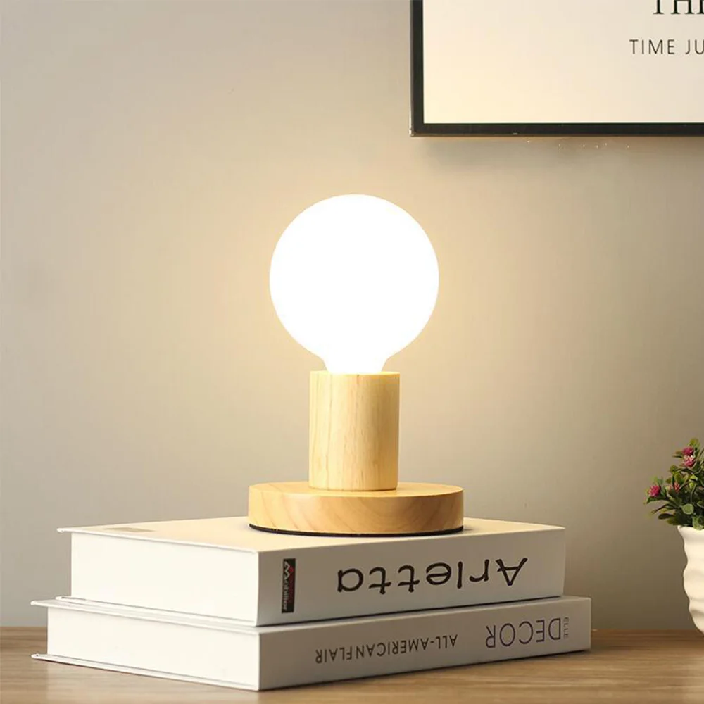 Винтажная настольная лампа в стиле ретро деревянный декоративный прикроватный