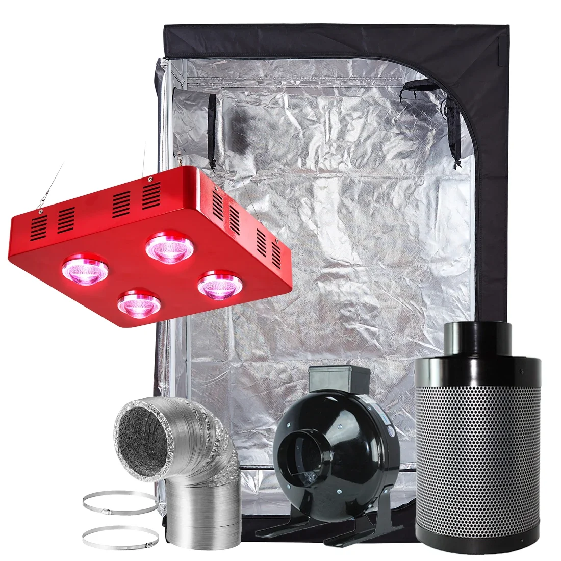 Тент для выращивания растений 48x48x78 дюймов + фильтр вентилятора 6 полный спектр 800