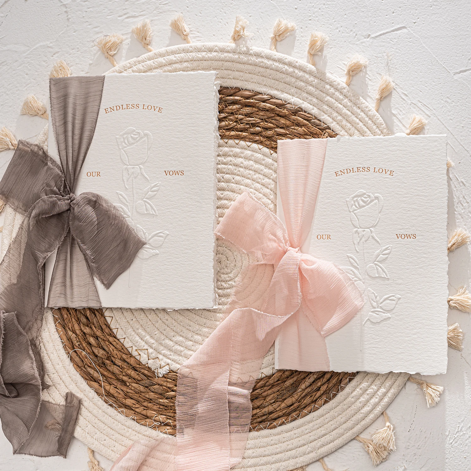 

a Pair of Simple Ins Rose Concave-Convex Creative Wedding Declaration This Speech Groom Bride Card Wedding Oath Stamp Book
