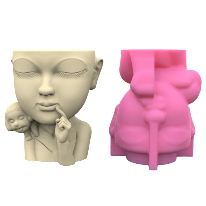 

Portrait Gypsum Flower Pot Silicone Mold Epoxy Resin Casting Mold Succulent Vase Cement Clay Mold Pen Holder Mold