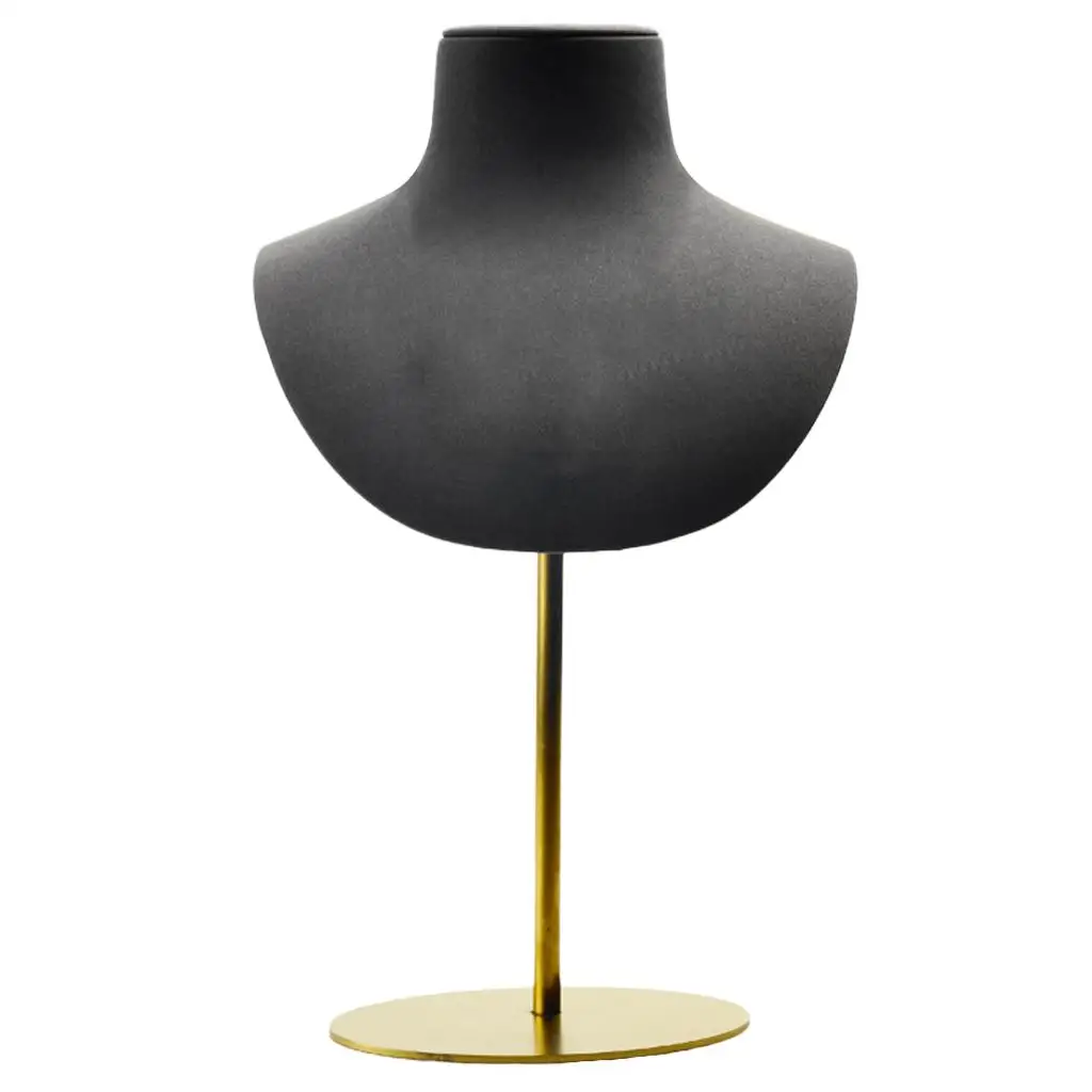 

Jewelry Display Organizer Stand Black Microfiber Bust Necklace Pendant Half Body Show Case for Business Shows