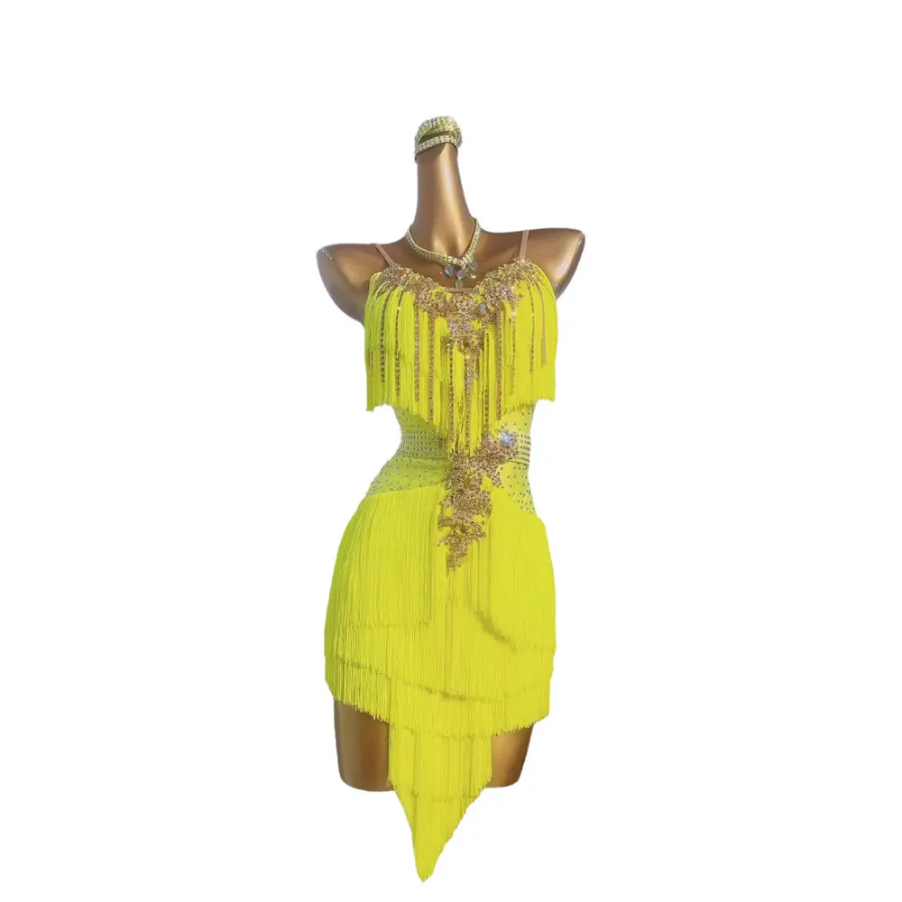 Женское платье с кисточками для латиноамериканских танцев