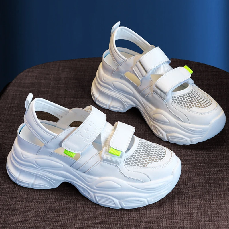 7CM Women Sandals 2023 Mesh Hook&Loop Comfy Platform Soft Women Lightweight Casual Beach Summer Sandals Outdoor Female Sandals