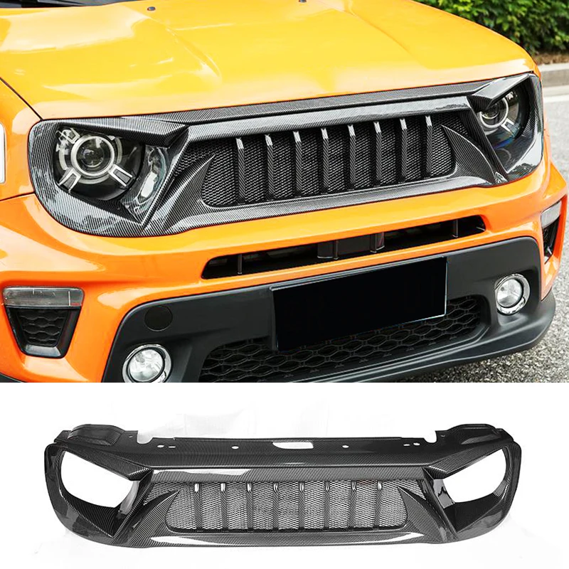 Гоночные грили для Jeep Renegade 2015 2016 2017 2018 черный карбоновый гриль в форме злобной