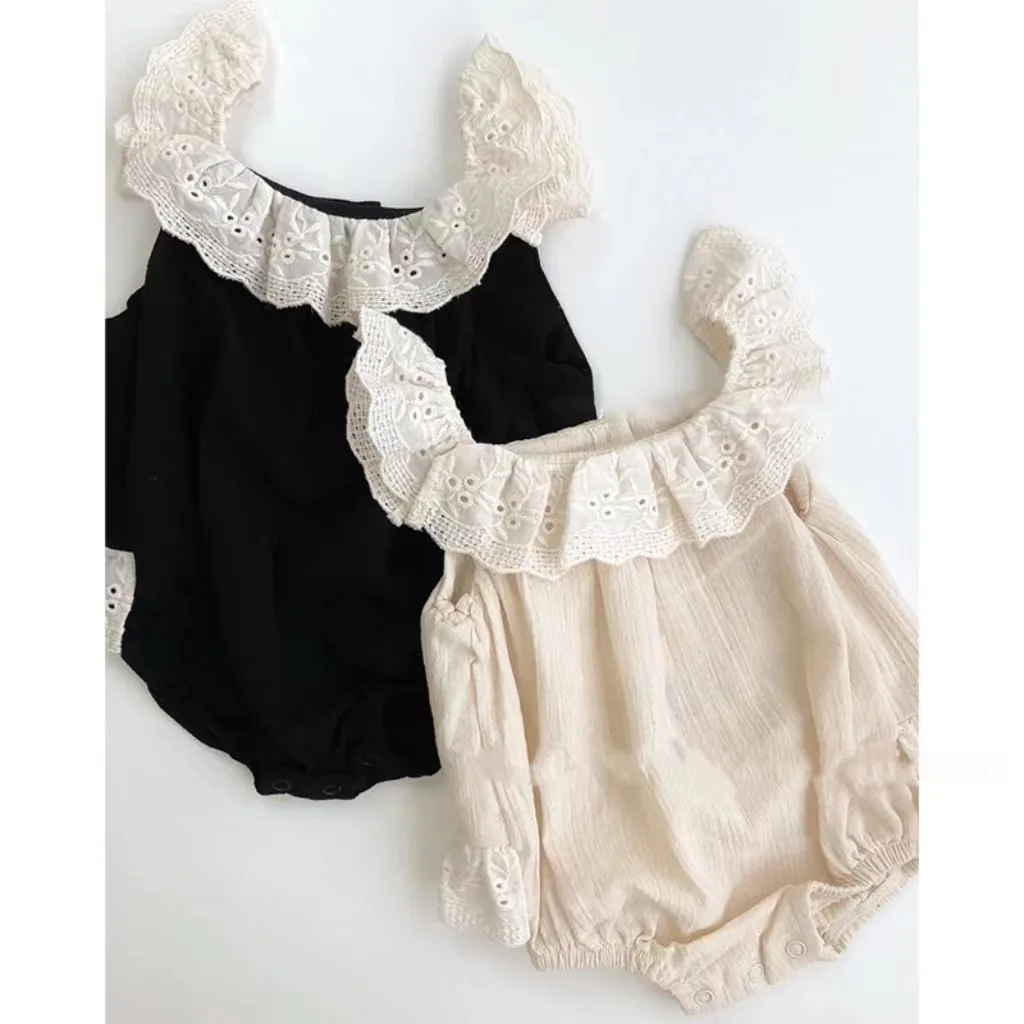 

2023 Summer New Baby Girl Lace Strap Bodysuit Cotton Newborn Toddler Princess Clothes Infant Girl Jumpsuit Baby Overalls Clothes