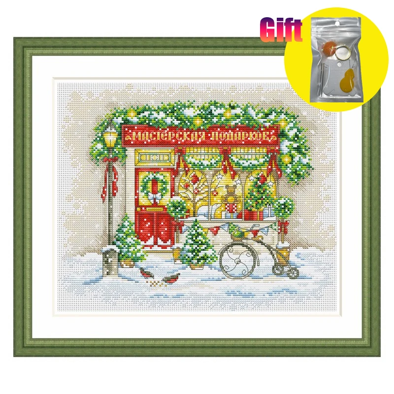 Наборы для 3D-вышивки крестом в европейском стиле уличные магазины со снегом