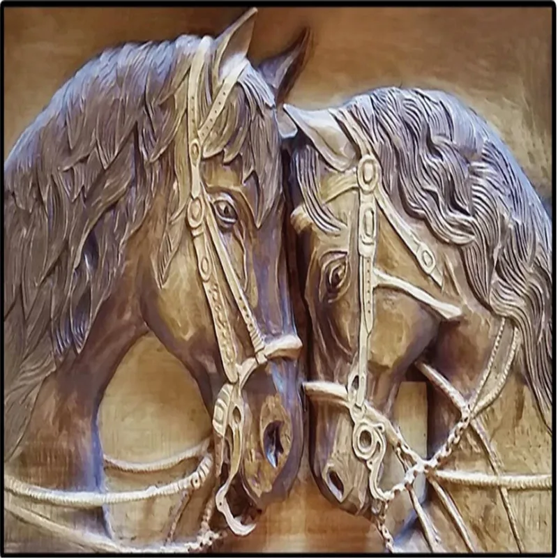 Пользовательский рельефный 3D стереоскопический обои с изображением пары лошадей для жилой комнаты и спальни, фоновая стена свадебной обоев.