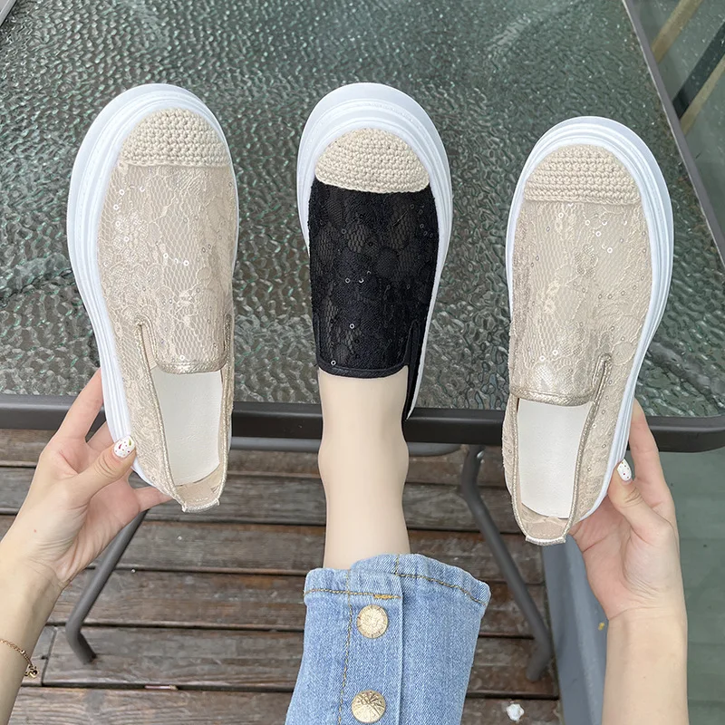 

Round Toe Summer Shoes Ladies Slip-on Flax Clogs Platform Female Footwear Casual Sneaker 2023 Slip On Linen New Creepers Dress L