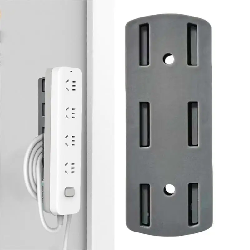 Power Strip Holder Self-Adhesive Punch Free Bracket Stand Wall-Mounted Plug Fixer Sticker Desktop Mountable Plug-in Socket Fixer