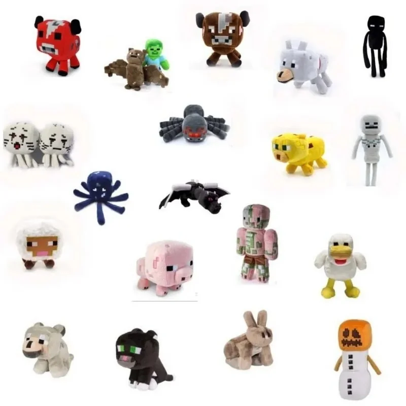 

Плюшевые игрушки Axolotl, крепкий паук, Эндерман, волк, летучая мышь, зомби, дракон, мультяшная плюшевая кукла, мягкие игрушки, подарок для детей