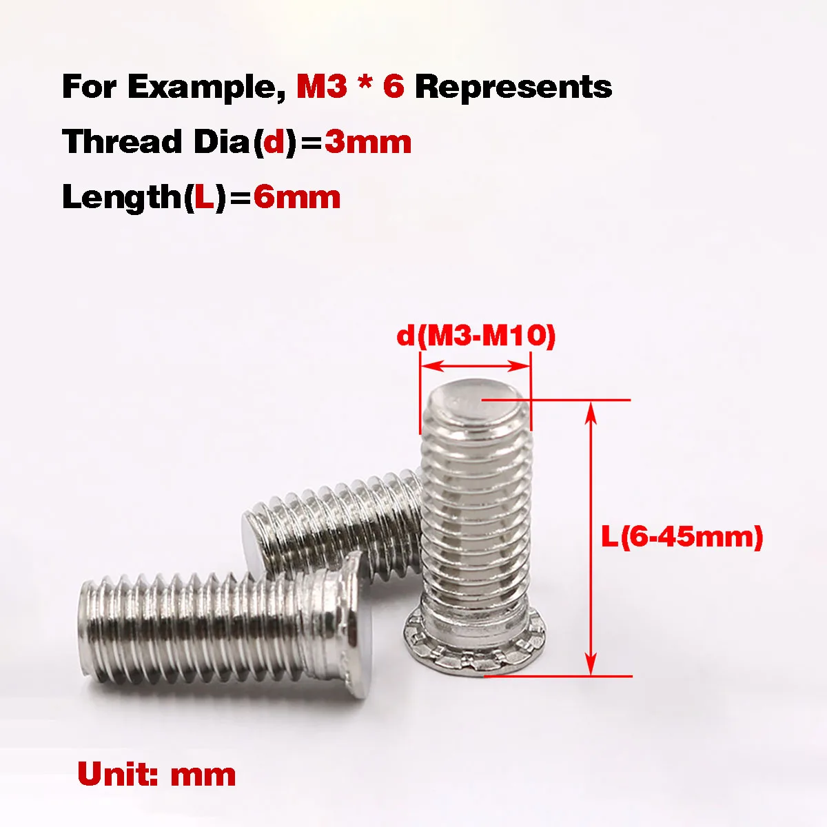 

304 Stainless Steel Pressure Riveting Screw / Pressure Plate Bolts M3-M10
