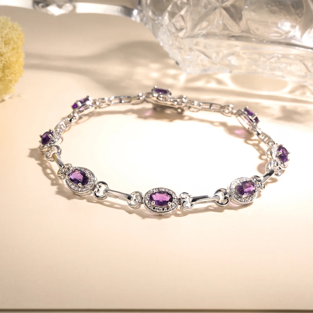 Женский браслет из серебра 925 пробы с драгоценными камнями |