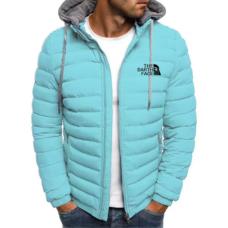 2023 Men's Jacket Men's Autumn/Winter Printed Long Sleeve Jacket Warm Cotton Coat 7 Color Thickened Slim Fit Hoodie