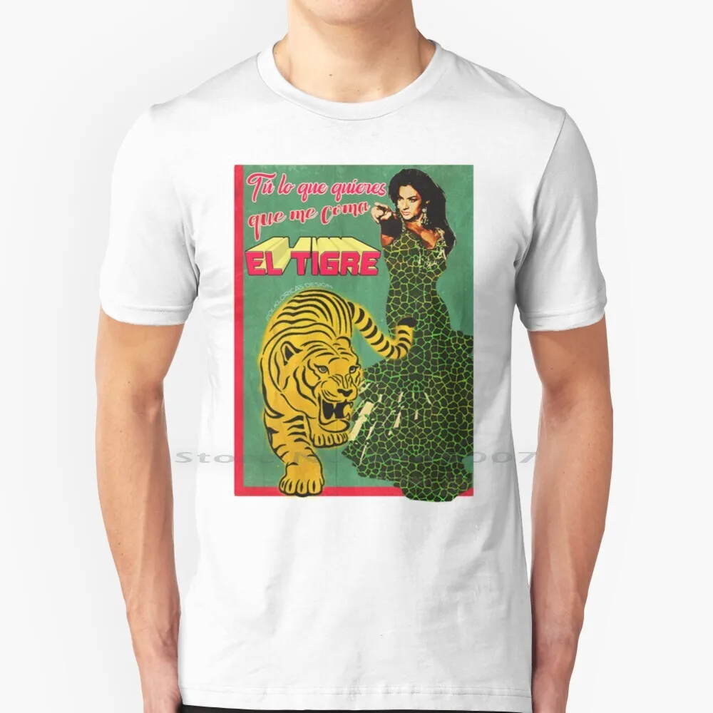 Футболка Lola Flores с надписью Let The Tiger Eat Me 100% хлопок Couplet Фламандский типичный