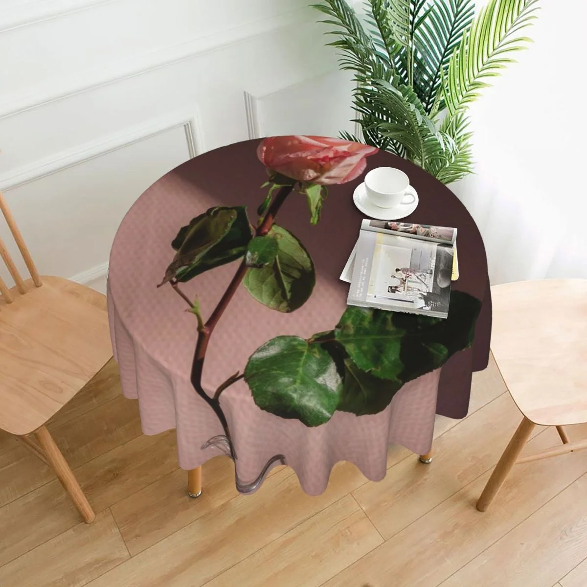 

Beautiful Flower Landscape Gift Tablecloth Desk Cover Polyester Painted Waterproof Round Picnic Mat for Dining Table Decor