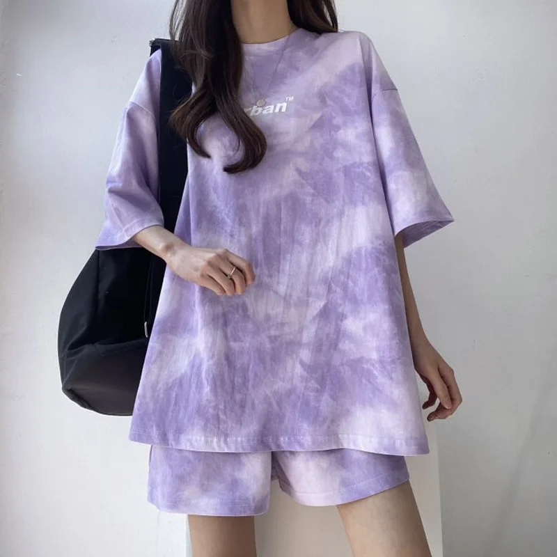 2024 Спортивные костюмы Женская спортивная одежда Хлопковые шорты Tie Dye Комплекты