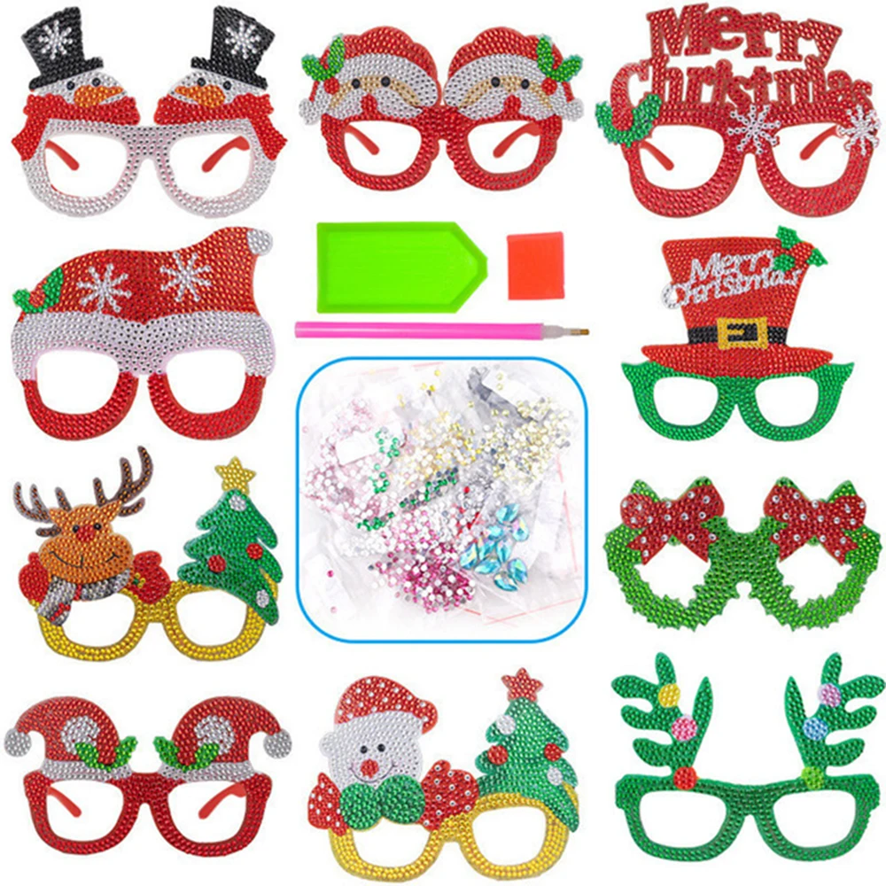 

Детские очки специальной формы, набор для алмазной вышивки, рождественские милые очки, украшения, подарки