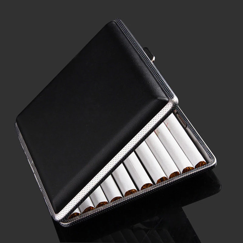 

Double-open High-end 20 Cigar Box Leather Metal Cigarette Storage Box Travel Outdoor Smoking Tool Lighter Accessories Men Gift