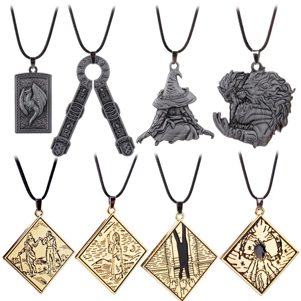 Vintage Elden Ring Ranni Dragon Talisman Pendant Necklace for Men Women Stargazer Prosthesis Heirloom Necklace Cosplay Jewelry