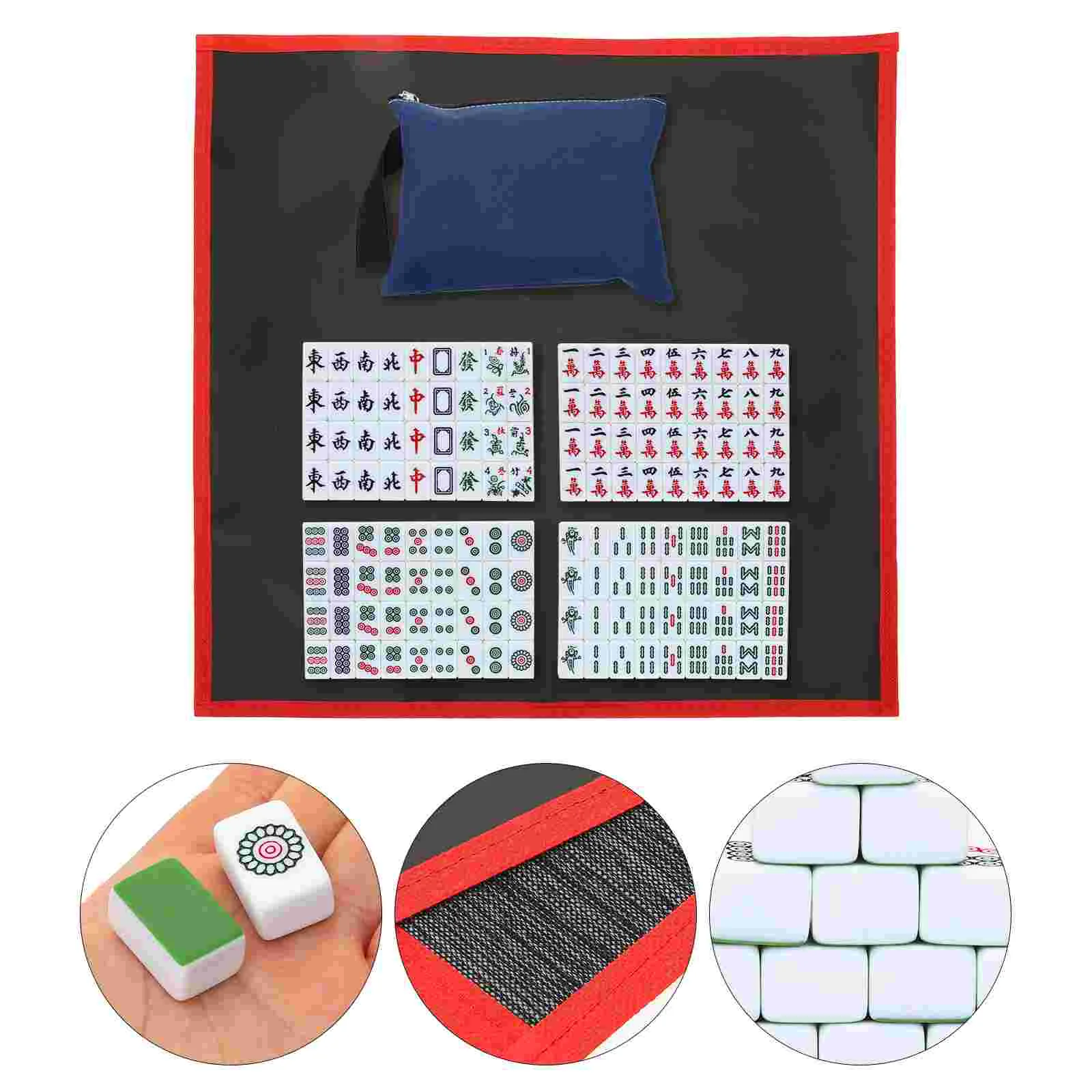 

Mahjong Set Chinese Travel Game Mini Sets Kit Version Traditional Backgammon Table Party Tiles Dormitory Family Miniature Games