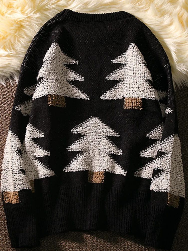 Пуловер мужской вязаный с круглым вырезом в стиле Харадзюку