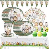 kids 1 2 3 4 years birthday party decorations party tableware jungle animal safari birthday party forest decoration baby shower