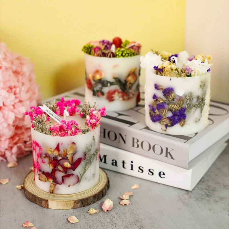 

300G Aromatherapy Candle Dry Flower Inside Wedding Gift Cylindrical Aromatherapy Aroma Candles Handmade Valentine's Day Gift