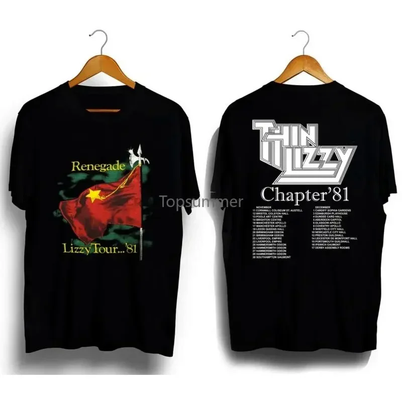 Тонкая футболка Lizzy 1981 Renegade Tour из тяжелых металлических Блюз рок-группы все