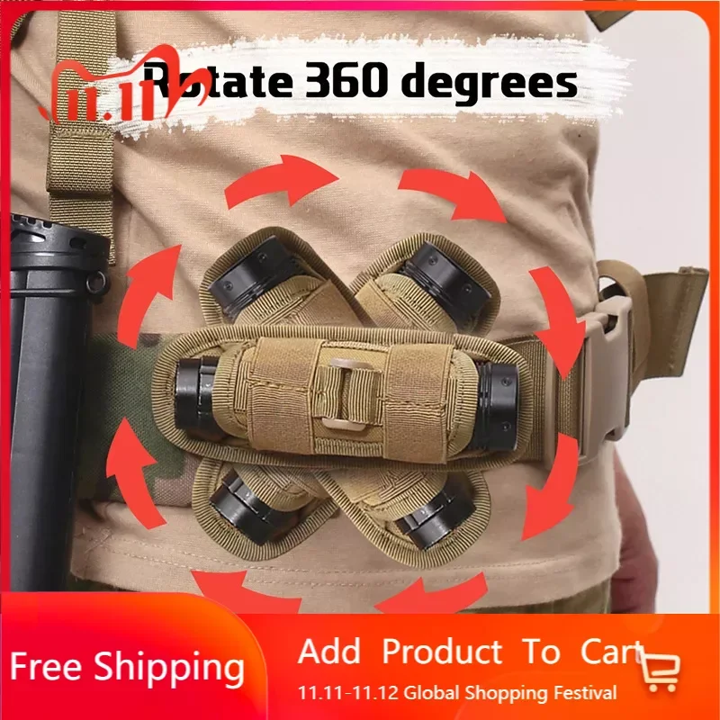 

Tactical Hunting 360 Degrees Rotatable Flashlight Pouch Holster Torch Case For Belt Portable Torch Cover Holder Pouch