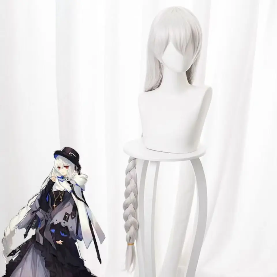 

Anime Game Arknights Cosplay Specter Costume Wigs for Adult Long Silver White Twist Braid Synthetic Hair Halloween Role Play Wig