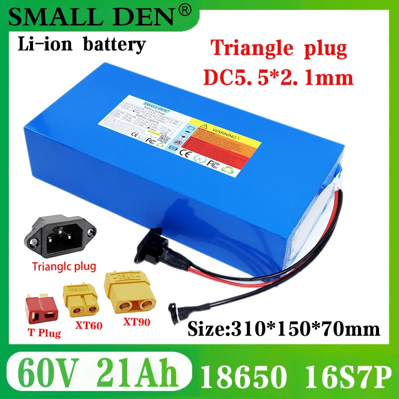 

60V 21Ah 18650 Lithium Battery Pack 67.2V 16S7P 1000W-3000W Electric Bike Motorcycle Scooter Battery +67.2V 2A 3A 5A Charger