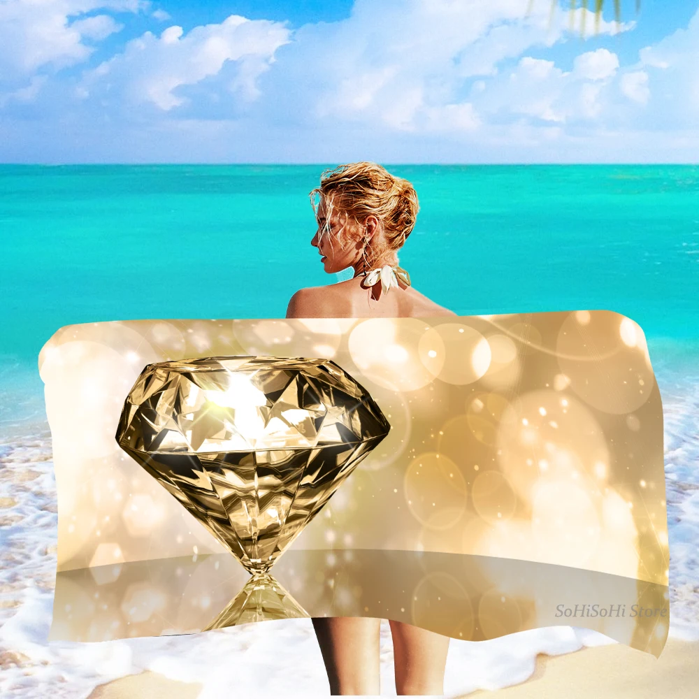 

Полотенце с бриллиантами и украшениями, быстросохнущее пляжное полотенце из микрофибры с принтом для ванной комнаты, летнее полотенце для плавания, подарок для взрослых