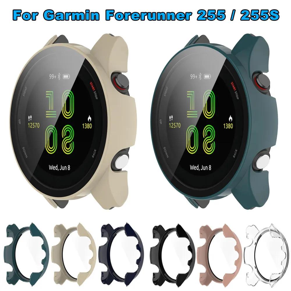 

Watch Protective Case For Garmin Forerunner 255 255S SmartWatch Hard Screen Bumper Frame Watch Cover PC Case With Tempered Film