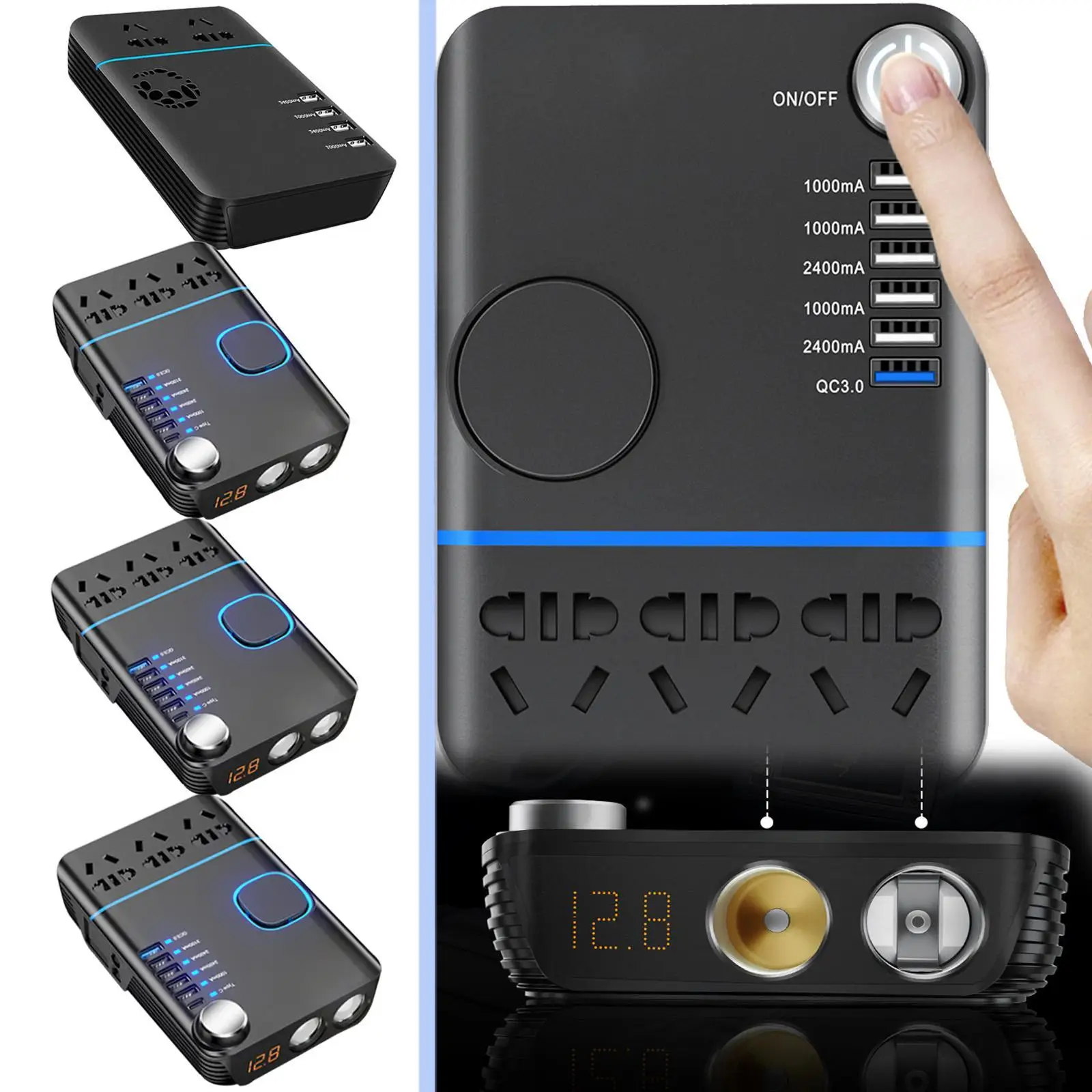 

Автомобильный инвертор напряжения 200 Вт, 12 В, 24 В до 220 В, преобразователь немодулированного синусоидального сигнала, 3 розетки переменного т...