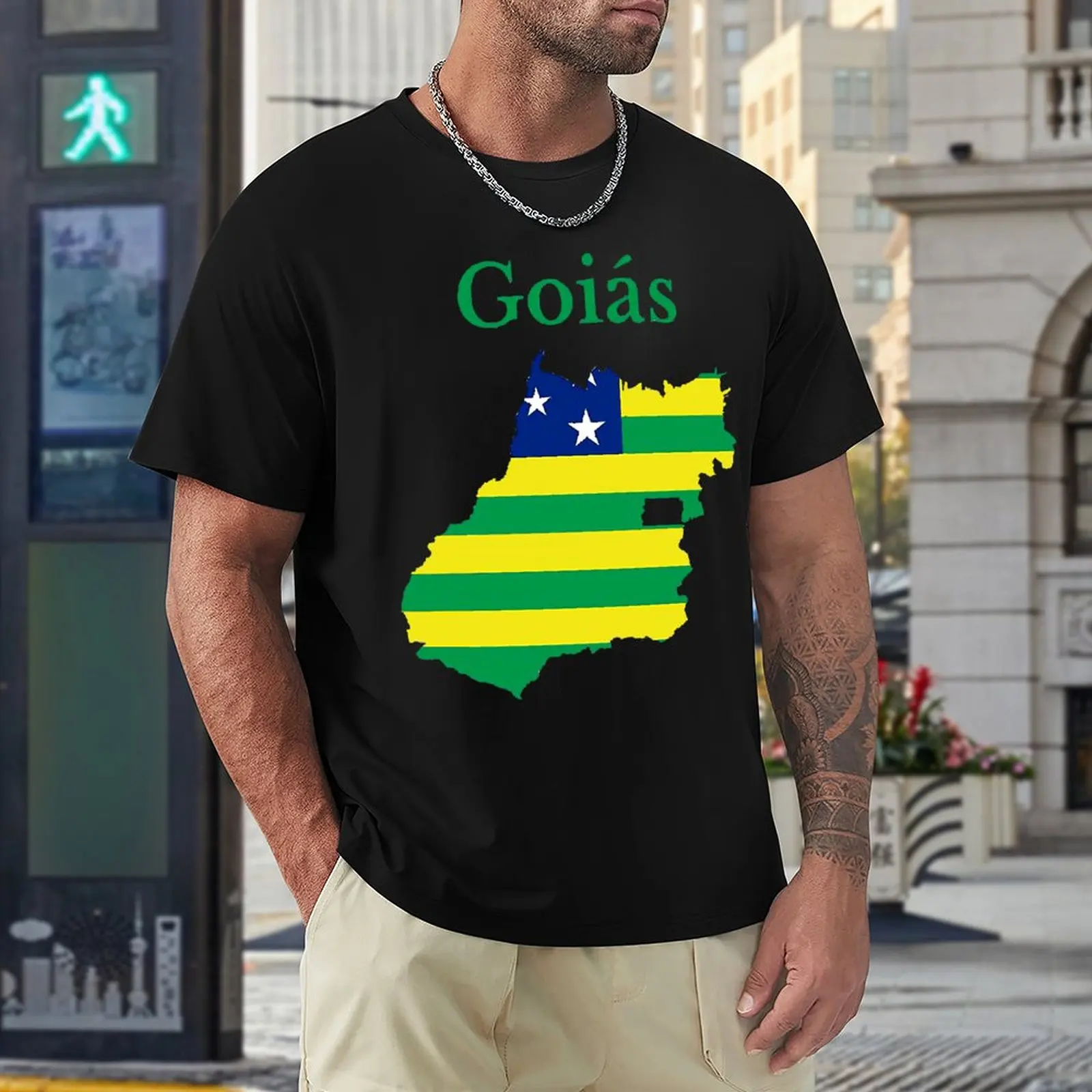 

State of Goias Map Flag Brazil T-shirt Fresh Movement T-shirts Hot Sale Home Humor Graphic Eur Size